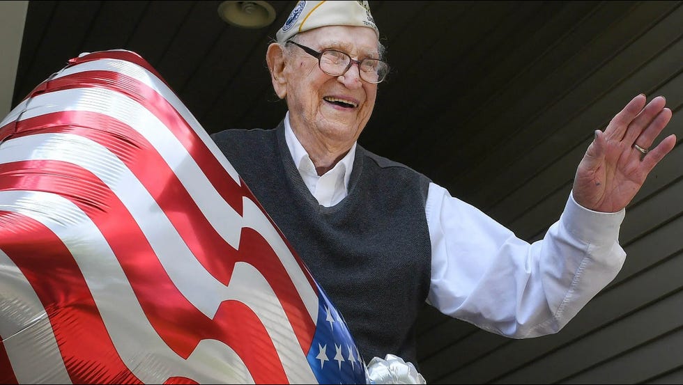Pictured at age 98 in 2018, Adone "Cal" Calderone was the oldest living Pearl Harbor survivor in Canton. He died at 100 in 2020.