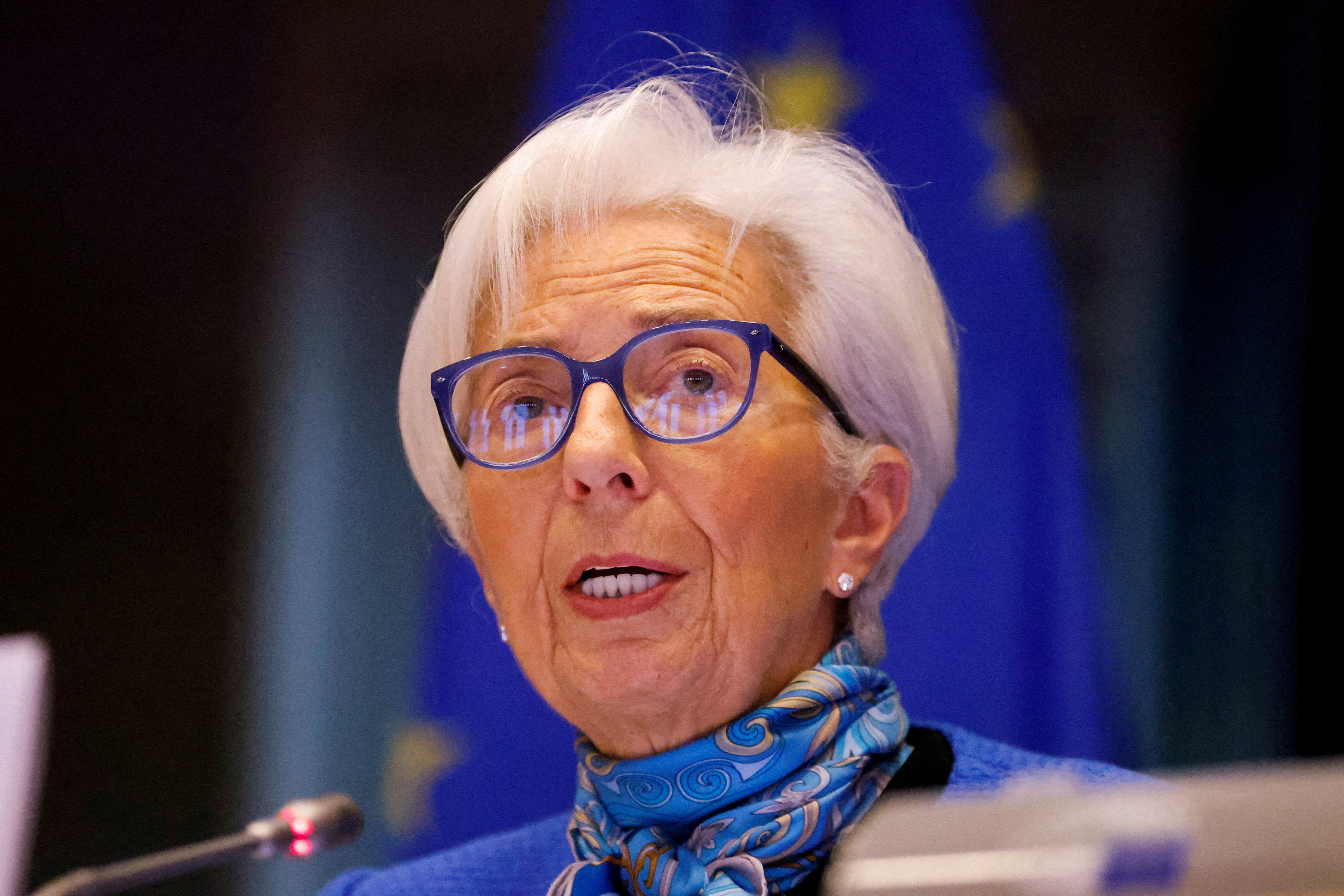 ECB President Lagarde addresses the European Parliament's Committee on Economic and Monetary Affairs, in Belgium