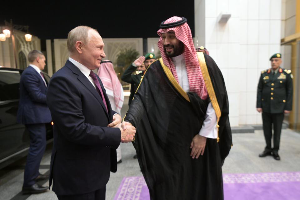 President Vladimir Putin visited Saudi Arabian Crown Prince Mohammed bin Salman al Saud (EPA)