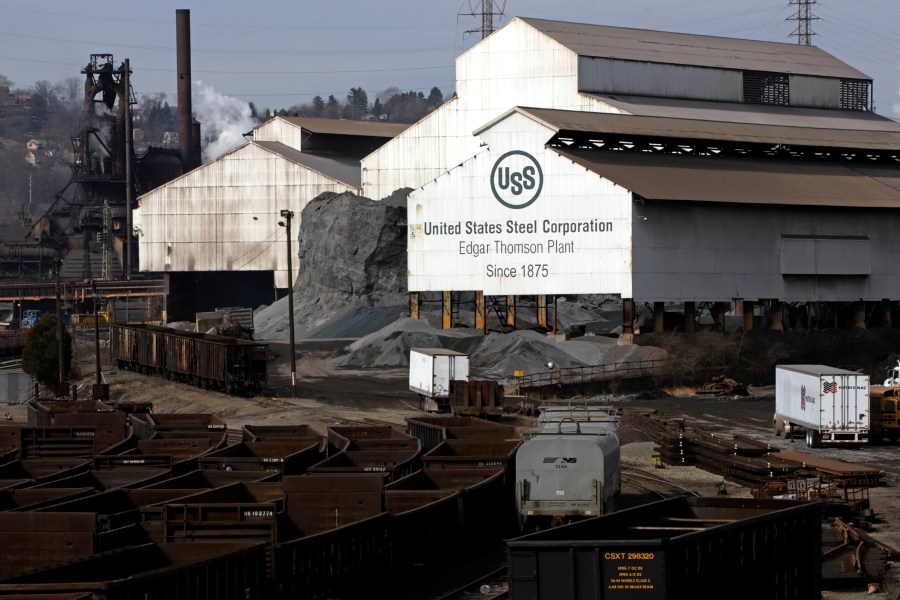 FILE - United States Steel's Edgar Thomson Plant in Braddock, Pa. is shown on Feb. 26, 2019. After receiving two buyout offers in the past month, U.S. Steel on Tuesday, Aug. 29, 2023, said that it is in the process of reviewing multiple offers for the storied company and symbol of American industrialization. (AP Photo/Gene J. Puskar, File)