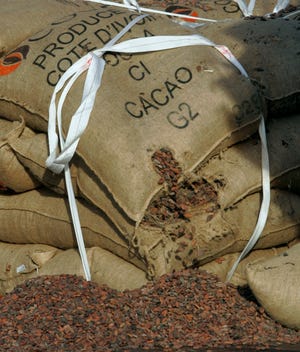 A bag of cocoa beans.