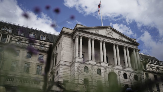 File photo dated 03/08/23 of a general view of the Bank of England in London. Interest rates will "almost certainly" be held steady for a third time in a row by the Bank of England, economists have predicted. The final Bank of England Monetary Policy Committee meeting this year, on Thursday December 15, is expected to show a relatively stable end to a dramatic year for borrowing costs. PA Photo. Issue date: Sunday December 10, 2023. See PA story ECONOMY Rates. Photo credit should read: Jordan Pettitt/PA Wire