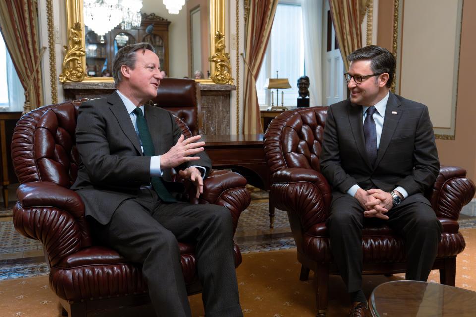 David Cameron visited Washington on Thursday and urged support for Ukraine (AP)