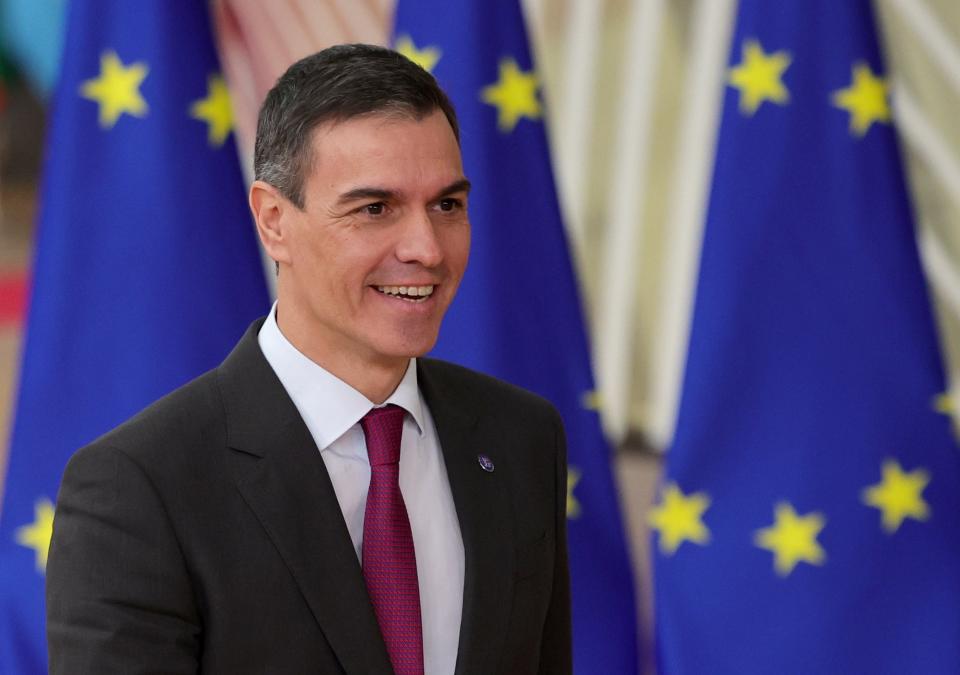 Spain's Prime Minister Pedro Sanchez arrives for a European Council in Brussels (EPA)