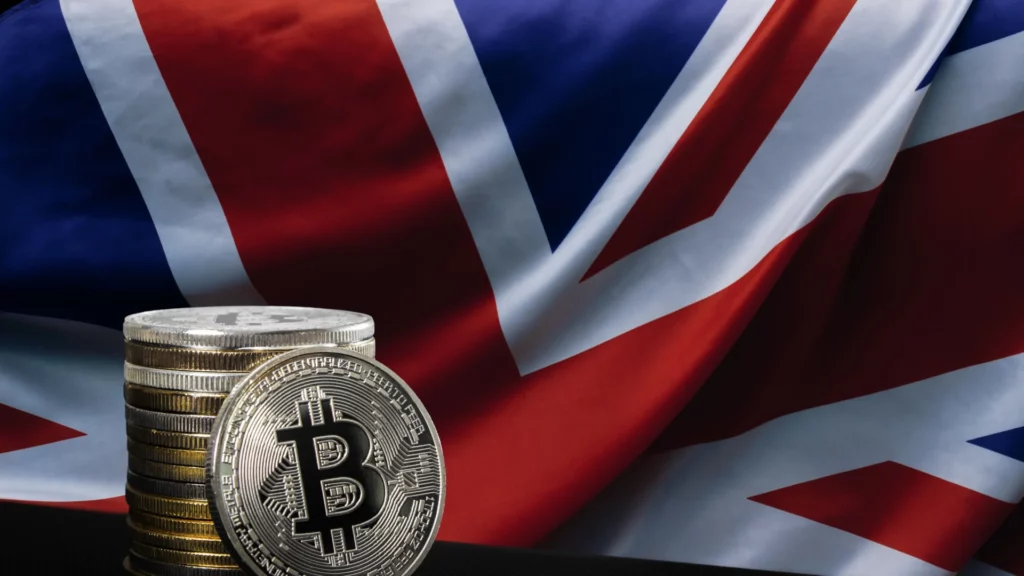 bitcoin on UK flag