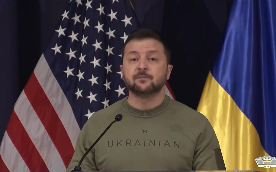 Ukrainian President Volodymyr Zelenskyy on Monday, Dec. 11, 2023, spoke to U.S. military officers at the National Defense University in Washington, D.C.
