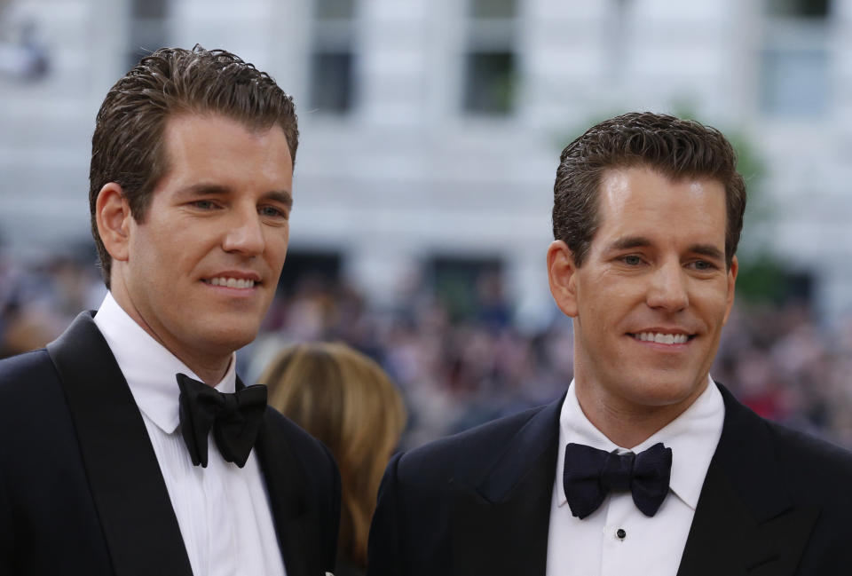 Entrepeneurs Tyler and Cameron Winklevoss arrive at the Metropolitan Museum of Art Costume Institute Gala (Met Gala) to celebrate the opening of 