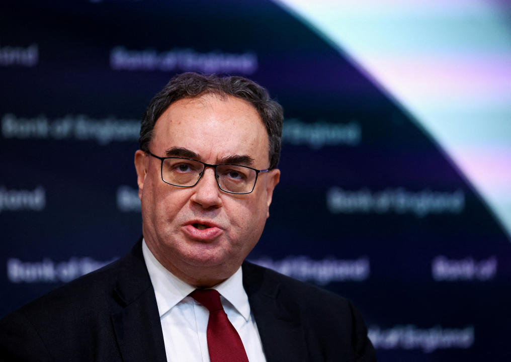 FILE PHOTO: Governor of the Bank of England, Andrew Bailey attends the biannual Financial Stability Report press conference