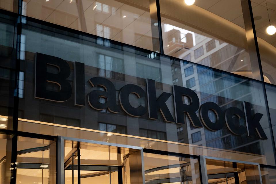 NEW YORK, USA - SEPTEMBER 13: A view of the headquarters of Black Rock, one of the leading fossil fuel companies, as climate activists protest against fossil fuel use in Manhattan, New York, United States on September 13, 2023. (Photo by Fatih Aktas/Anadolu Agency via Getty Images)