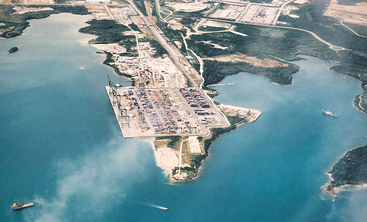 An aerial view of the port of Mariel in Cuba