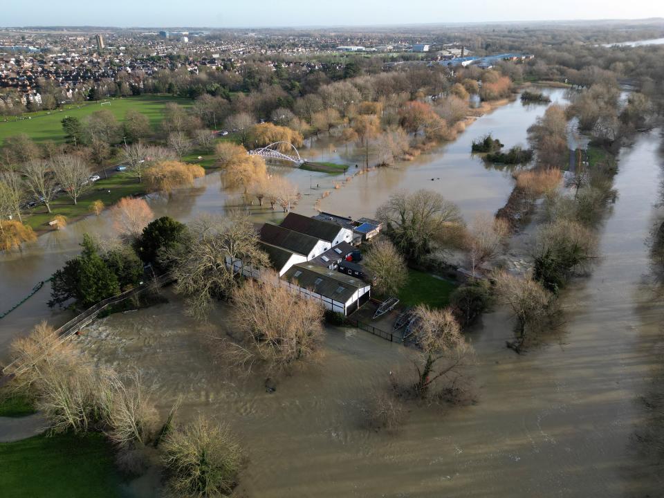 Water from River Great Ouse floods Bedford after Storm Henk, Britain (REUTERS)