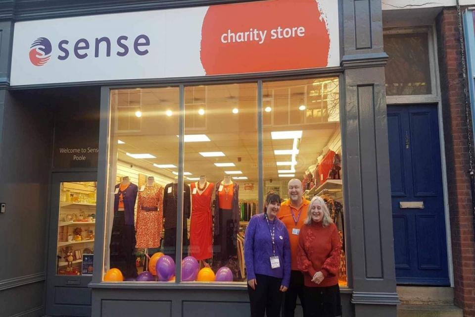 [Pictured: (left to right) Store manager Emily Gurney, Tarquin Carver from the new store support team, assistant store manager Stella Whittle outside their new Sense Poole Shop; the shop’s interior]   <i>(Image: Sense)</i>