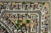 Houses in Moreno Valley, California, 65 miles east of Los Angeles are photographed from above.