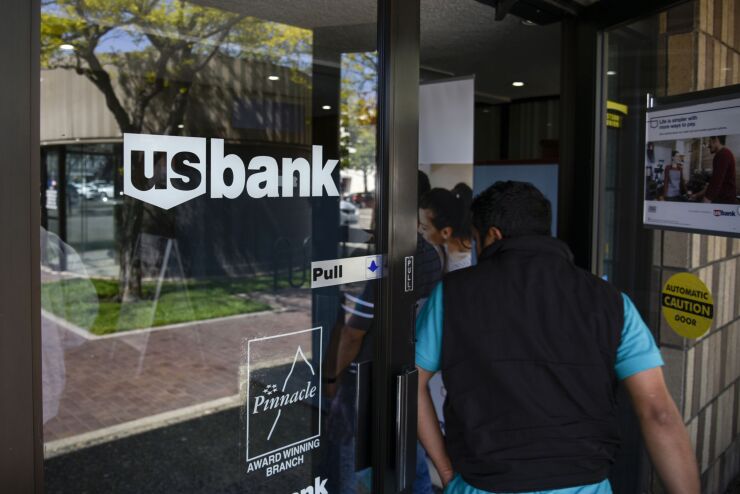 Front door of U.S. Bank branch