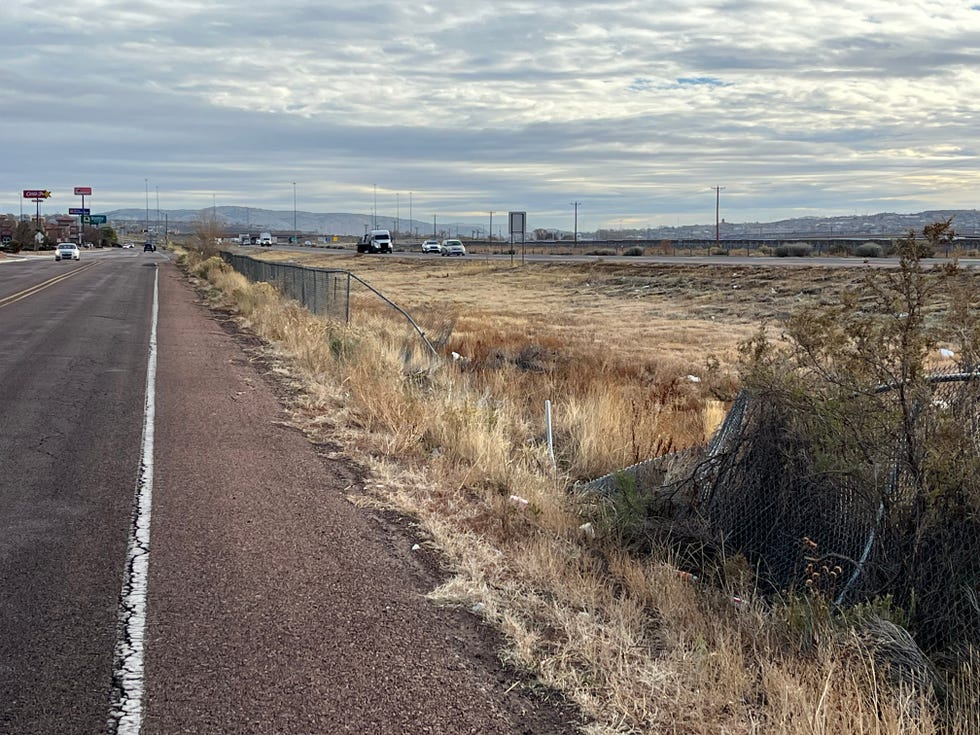 Several pedestrians have been killed while dashing across this section of Interstate 40, which separates downtown Gallup, N.M., from stores and restaurants.
