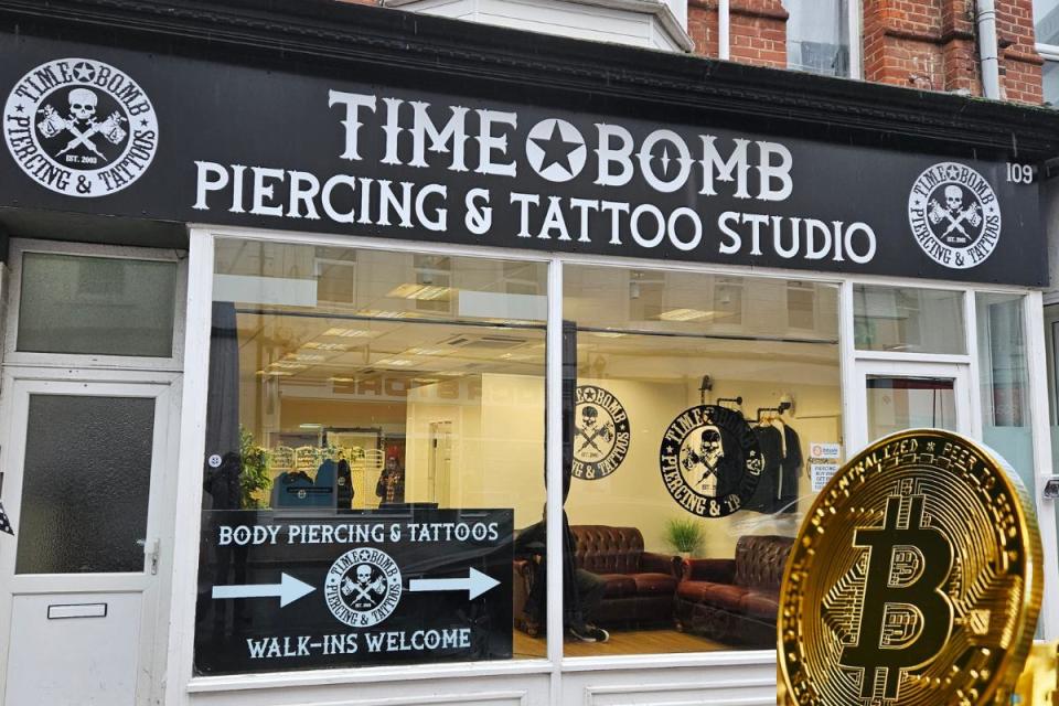 Timebomb is the first UK tattoo parlour to offer cryptocurrency as payment. <i>(Image: Timebomb Piercing and Tattoo)</i>