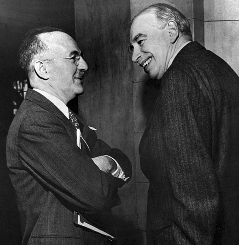 Harry Dexter White (left) and John Maynard Keynes (right).