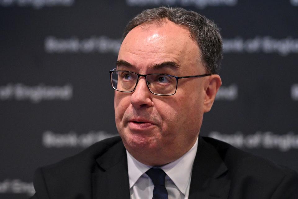 Bank of England Governor Andrew Bailey has said that the UK’s recession is ‘very weak’, but signalled that inflation does not need to reach 2% before the Bank starts cutting interest rates (Justin Tallis/PA) (PA Wire)