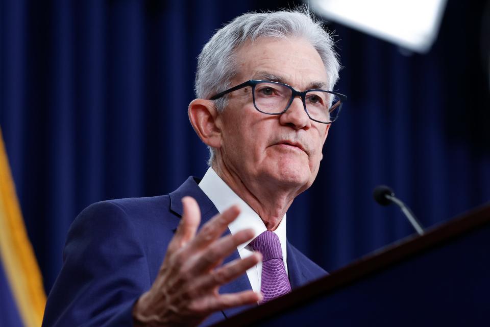 US Federal Reserve Board Chairman Jerome Powell speaks during a news conference at the headquarters of the Federal Reserve on January 31, 2024 in Washington, DC.