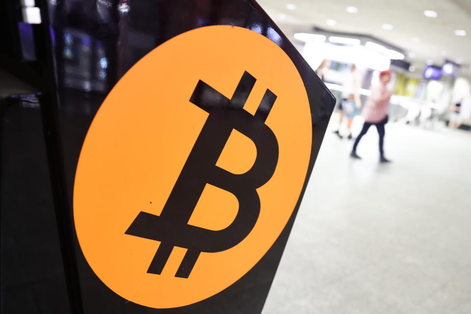 Bitcoin logo is seen on ATM in Krakow, Poland on April 8, 2024. (Photo by Jakub Porzycki/NurPhoto via Getty Images)