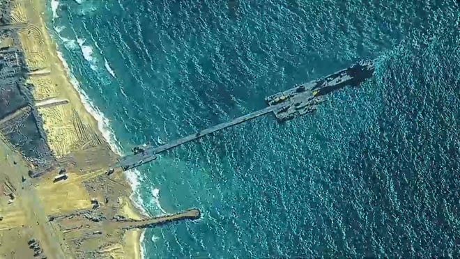 The Trident Pier is seen on the Gaza coast on May 16, 2024.