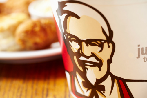 KFC logo on a chicken bucket 