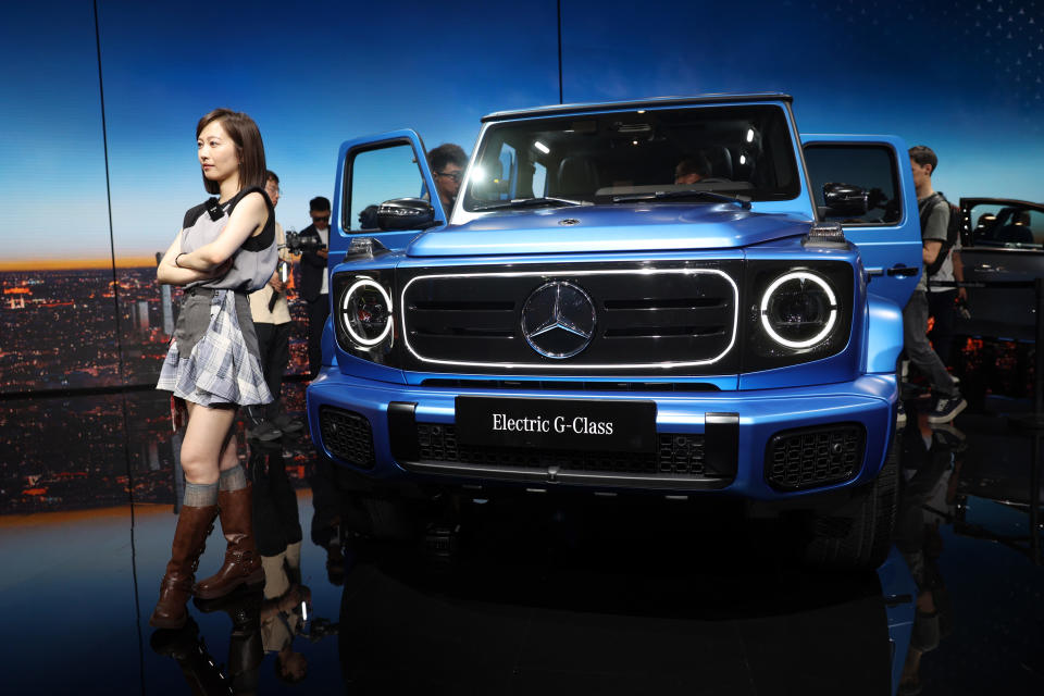 BEIJING, CHINA - APRIL 25: Mercedes-Benz electric G-Class SUV is on display during the 2024 Beijing International Automotive Exhibition (Auto China 2024) at China International Exhibition Center on April 25, 2024 in Beijing, China. (Photo by VCG/VCG via Getty Images)
