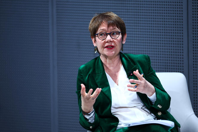 Odile Renaud-Basso, president of the European Bank for Reconstruction and Development (EBRD), at the morning session of the Western Balkans Summit, February 26, at EBRD headquarters in London.