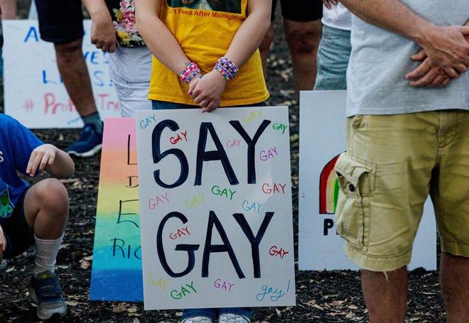 Naples Pride held a protest and march in Naples, Florida on Friday, March 31, 2023 protesting anti-LGBTQ Florida House bills. 

Protest071