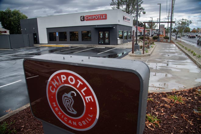 A Chipotle restaurant with a "Chipotlane" drive-thru in Stockton, California on Nov. 18, 2023.