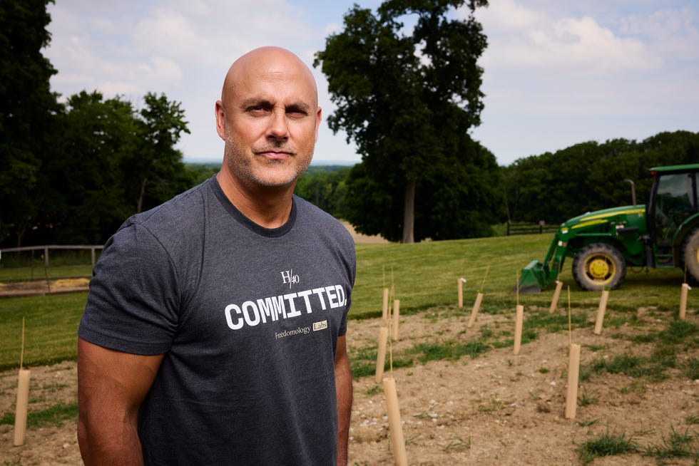 Greg Clement poses for a portrait at Mapleside Farms in Brunswick, Ohio, on June 14. Clement runs a house-flipping company. He also owns an apple orchard and a winery, and he's into motorcycles.