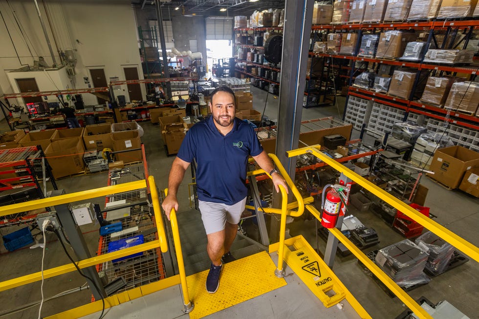 Anuar Garcia , founder and CEO of GreenTek Solutions, is photographed in his 23,900-square-foot warehouse in Houston. GreenTek Solutions is an IT asset disposition company that helps midsized to large corporations dispose of their excess IT equipment. GreenTek makes sure company data is erased or destroyed, and that their equipment doesn’t end up in a landfill.