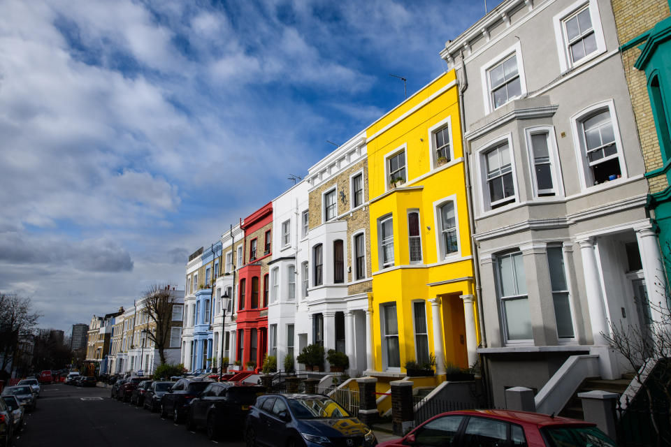 house prices Colourful houses in Notting Hill, west London. The stamp duty holiday announced in 2020 is expected to be extended until the end of June, as part of budget measures to be announced next week by chancellor Rishi Sunak. Picture date: Wednesday February 24, 2021. Photo credit should read: Matt Crossick/Empics