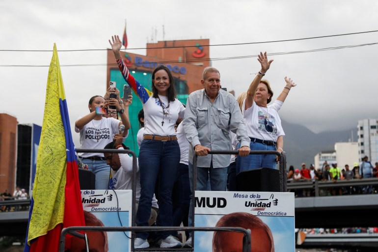 Venezuelan opposition presidential candidate Edmundo Gonzalez and Venezuelan opposition leader Maria Corina Machado