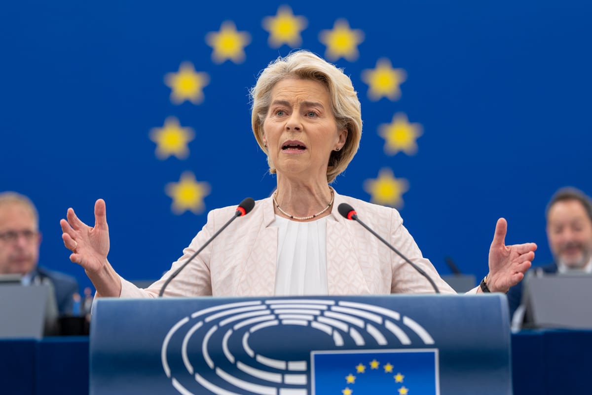Ursula von der Leyen was reelected European Commission President with 401 votes in favour on 18 July 2024 (CC-BY-4.0: © European Union 2024 – Source: EP)
