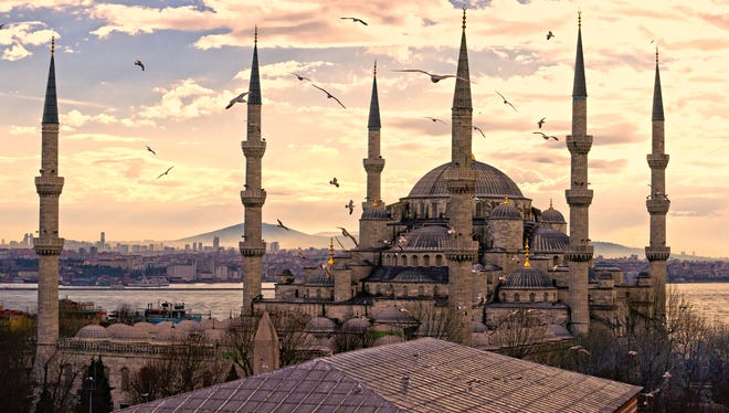The Blue Mosque in Sultanahmet district, Istanbul, Turkey.