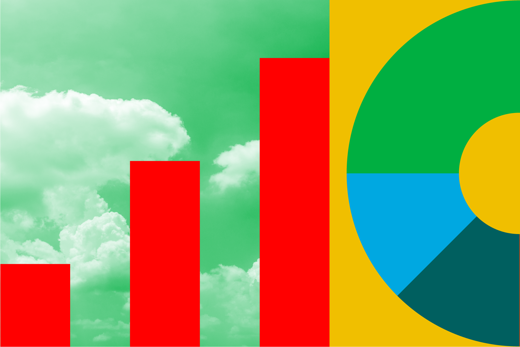 An illustration featuring a bar chart and a pie chart.