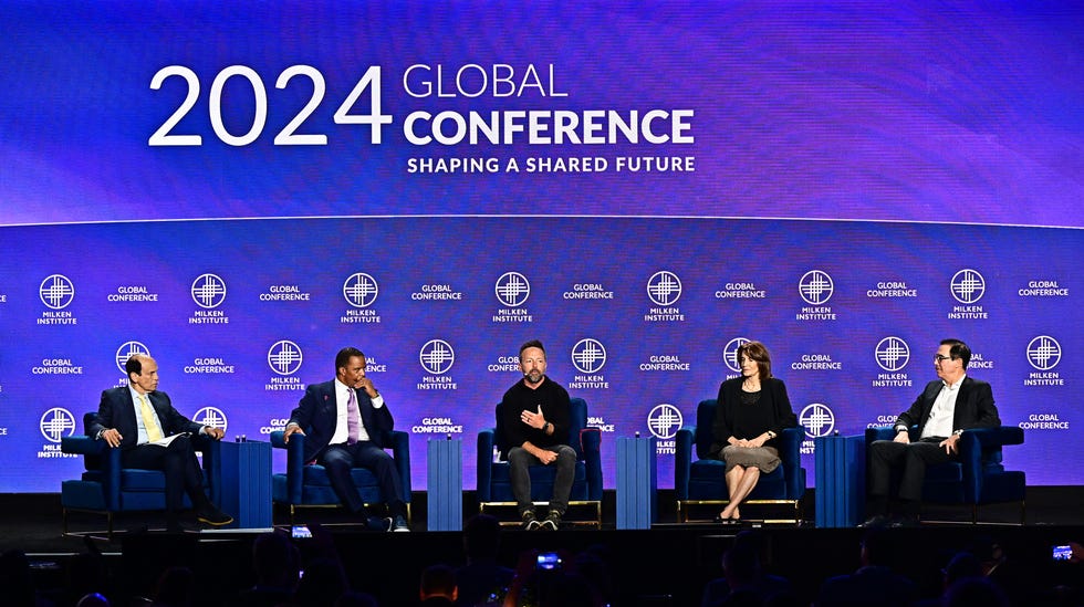 Labor economist Teresa Ghilarducci speaks at the 27th annual Milken Institute Global Conference at the Beverly Hilton in Los Angeles on May 8, 2024.