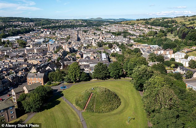 Moat Hill with Hawick town centre beyond
