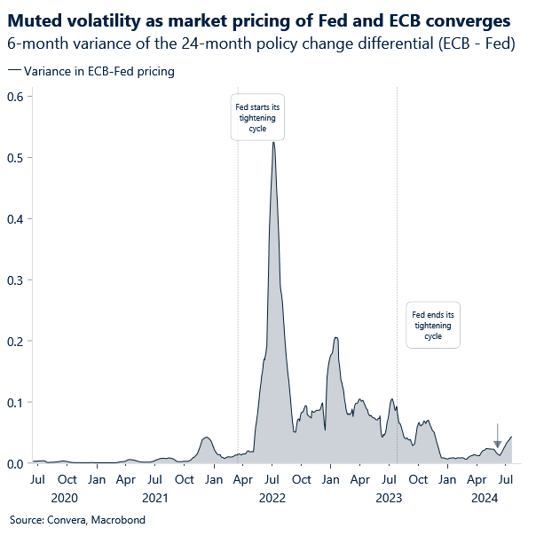 Chart of Fed vs ECB pricing volatility