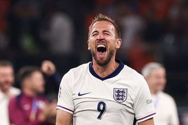 Harry Kane celebrates after England win at Euro 2024