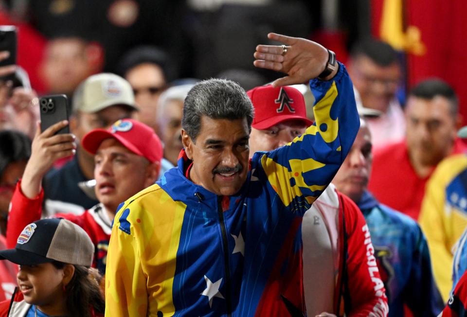 Venezuelan President and presidential candidate Nicolas Maduro during the presidential election results in Caracas (AFP via Getty Images)
