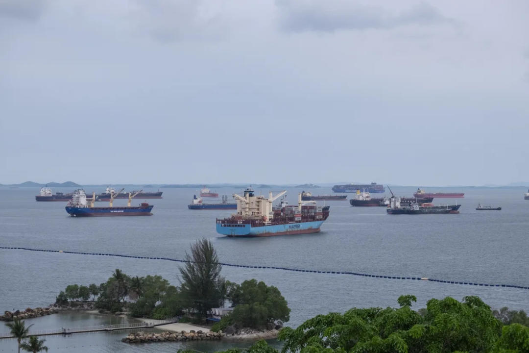 The container ship congestion in Singapore and Malaysia is being caused by vessels avoiding the Suez Canal and Red Sea due to attacks by Houthi rebels. (Photo: Aparna Nori/Bloomberg)