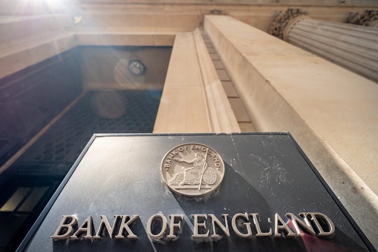 The outside of the Bank of England building